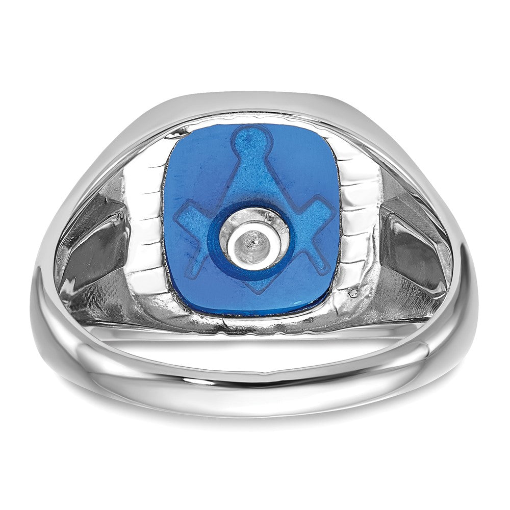 Solid 14k White Gold Men's Masonic Ring