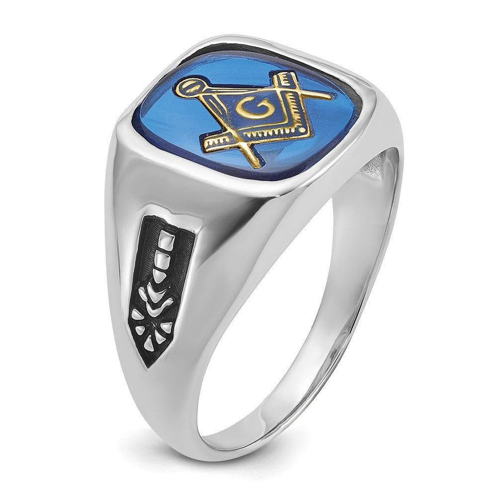 Solid 14k White Gold Men's Masonic Ring