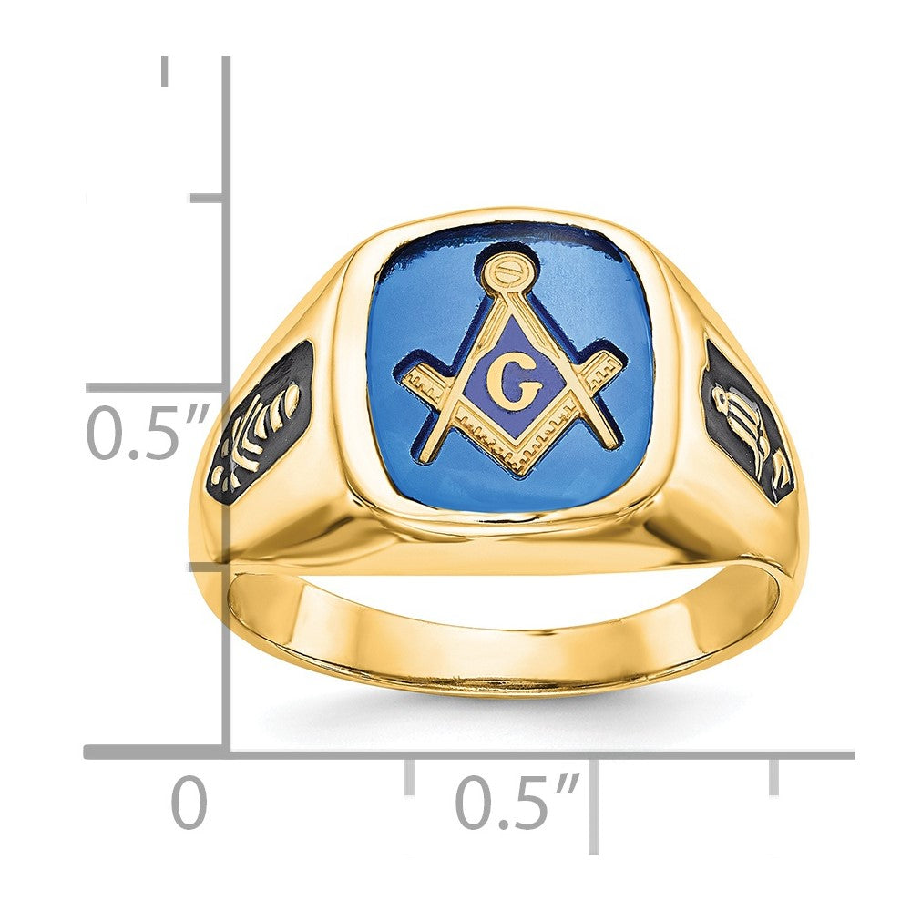 Solid 14k White Gold Men's Masonic Ring