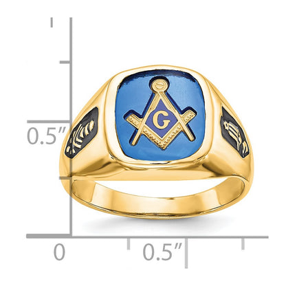 Solid 14k White Gold Men's Masonic Ring