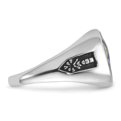 Solid 14k White Gold Men's Masonic Ring