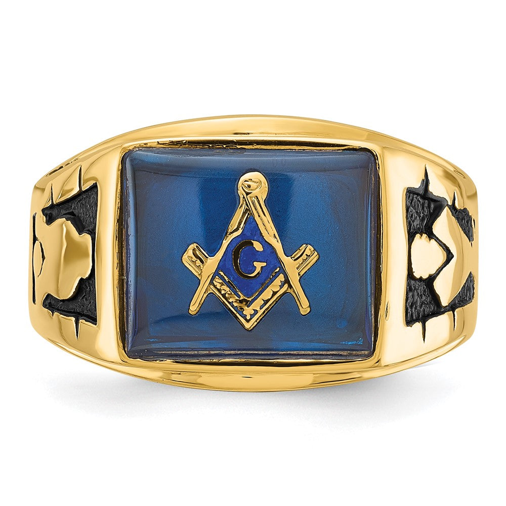 Solid 14k Yellow Gold Men's Masonic Ring