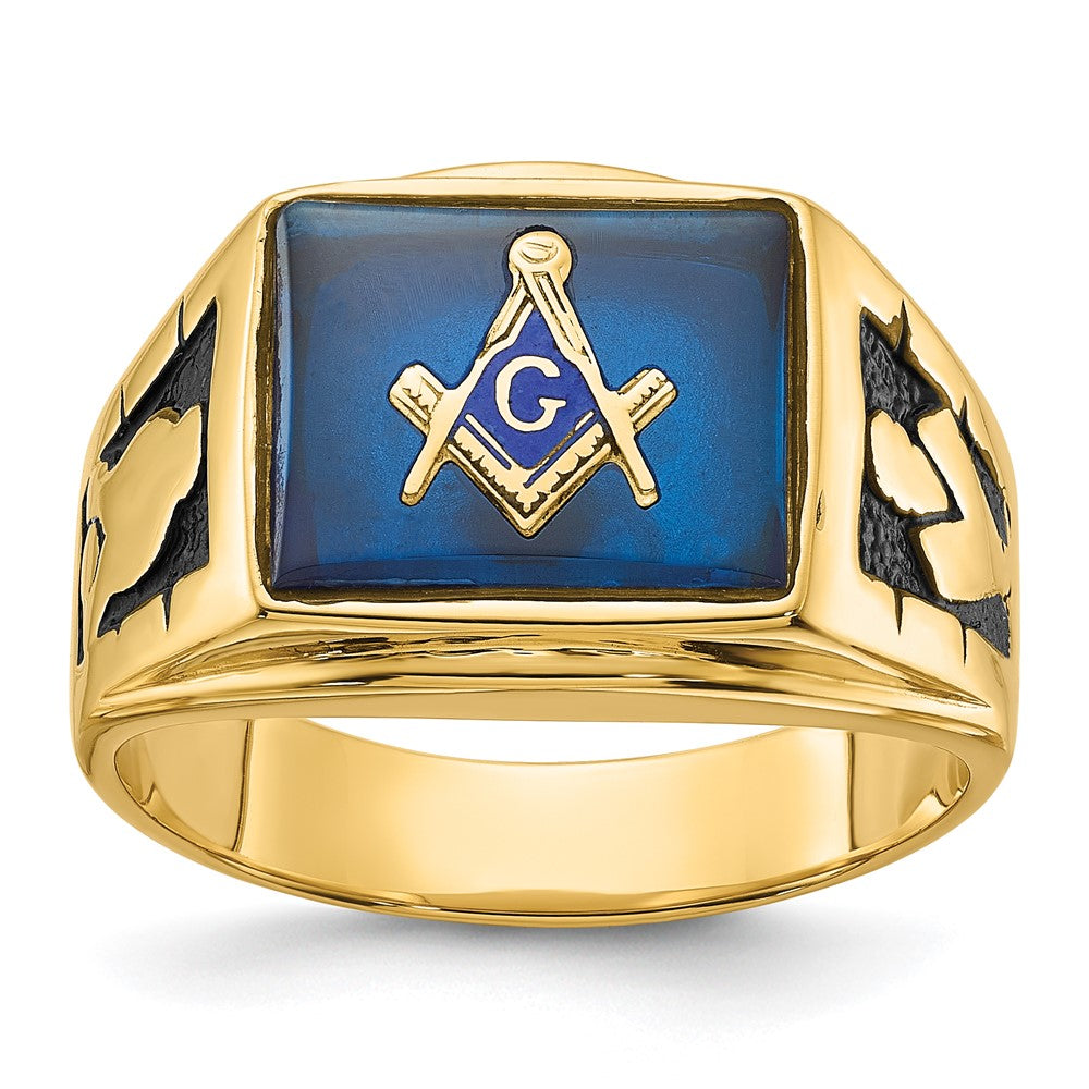 Solid 14k Yellow Gold Men's Masonic Ring