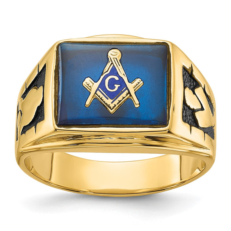 Solid 14k Yellow Gold Men's Masonic Ring