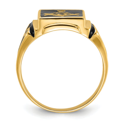 Solid 14k Yellow Gold Men's Masonic Enameled Ring