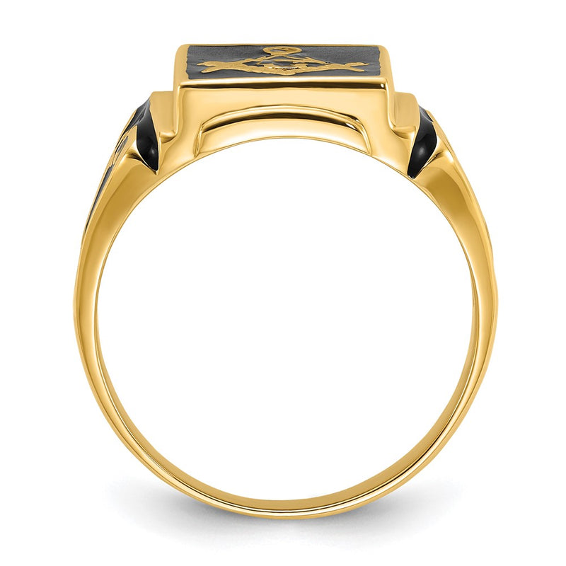 Solid 14k Yellow Gold Men's Masonic Enameled Ring