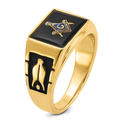 Solid 14k Yellow Gold Men's Masonic Ring