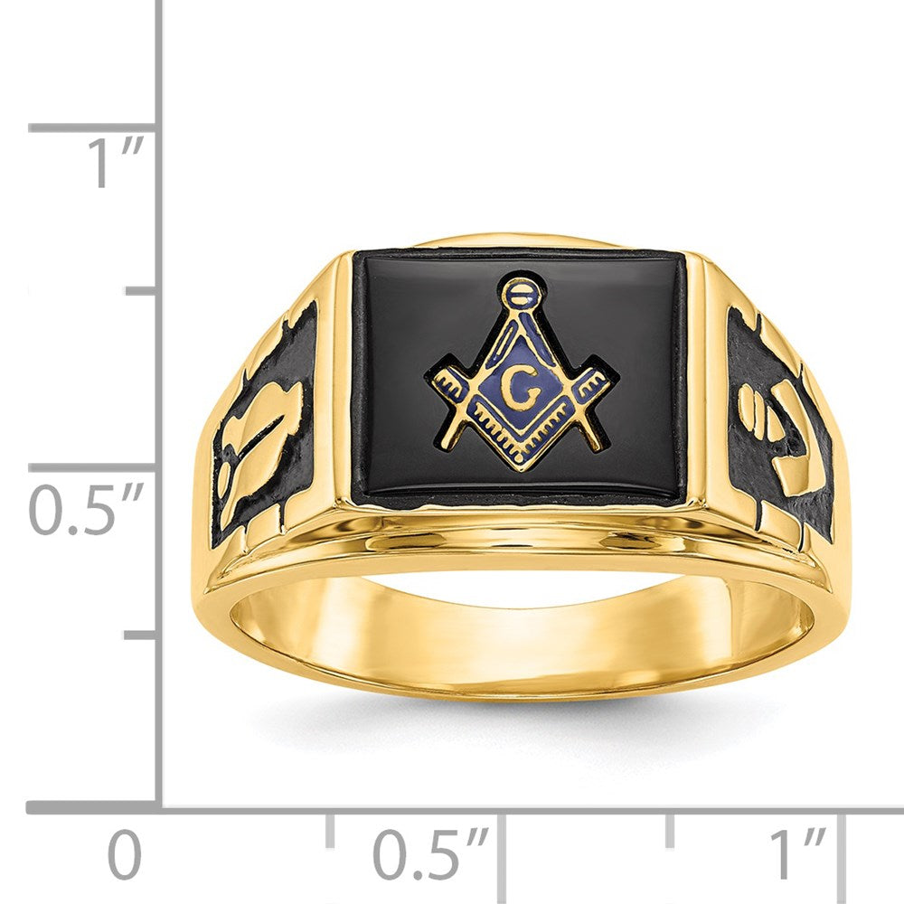 Solid 14k Yellow Gold Men's Masonic Ring