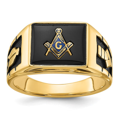 Solid 14k Yellow Gold Men's Masonic Ring