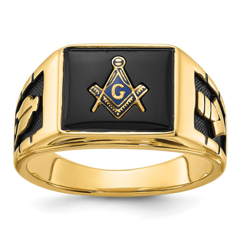 Solid 14k Yellow Gold Men's Masonic Ring