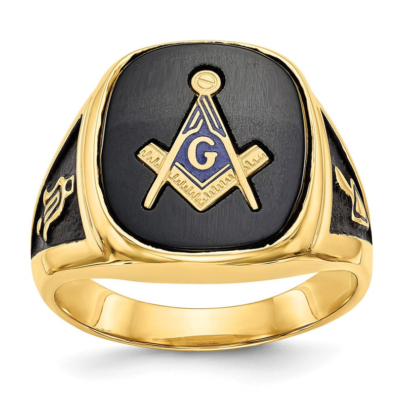 Solid 14k Yellow Gold Men's Masonic Ring