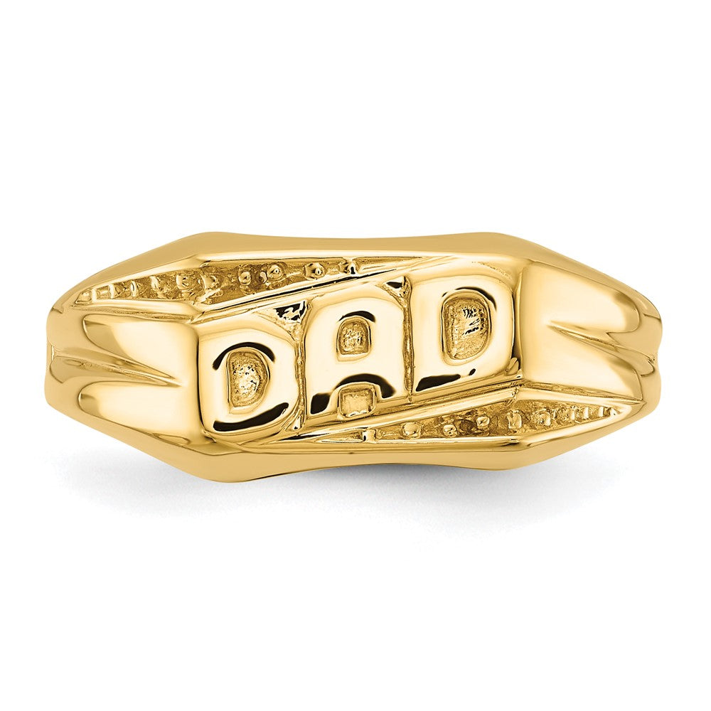 10K Yellow Gold 10K Polished Etched Edges Diamond Dad Ring Mounting