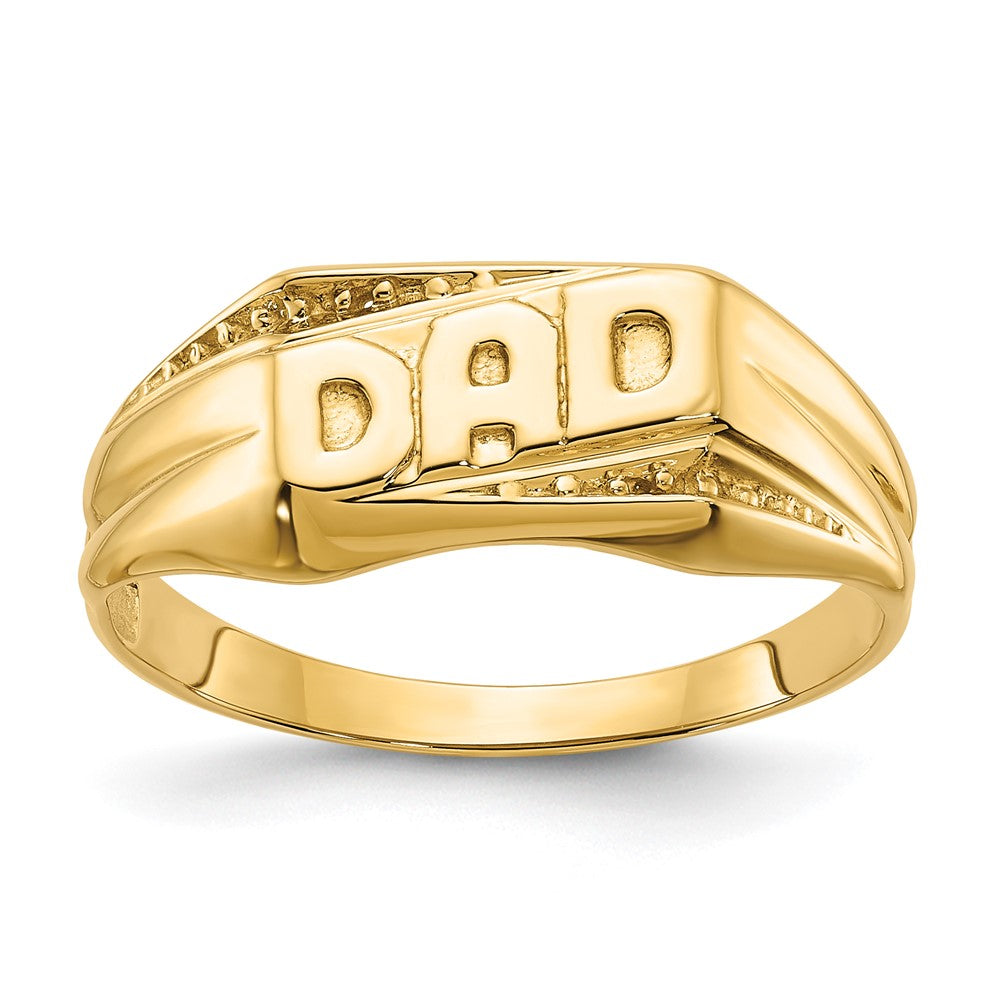 10K Yellow Gold 10K Polished Etched Edges Diamond Dad Ring Mounting
