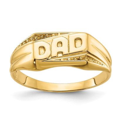 10K Yellow Gold 10K Polished Etched Edges Diamond Dad Ring Mounting