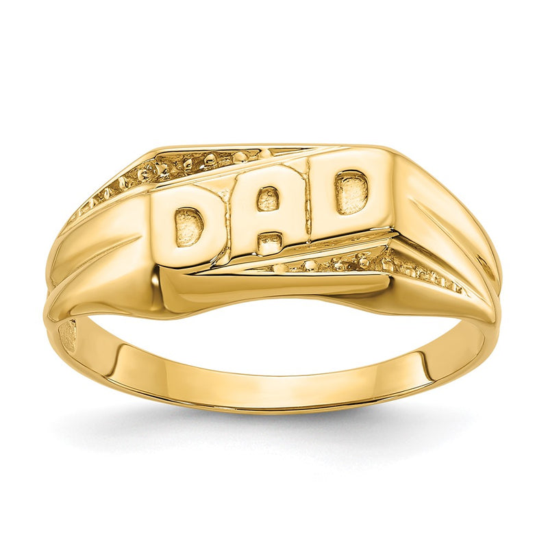 10K Yellow Gold 10K Polished Etched Edges Diamond Dad Ring Mounting