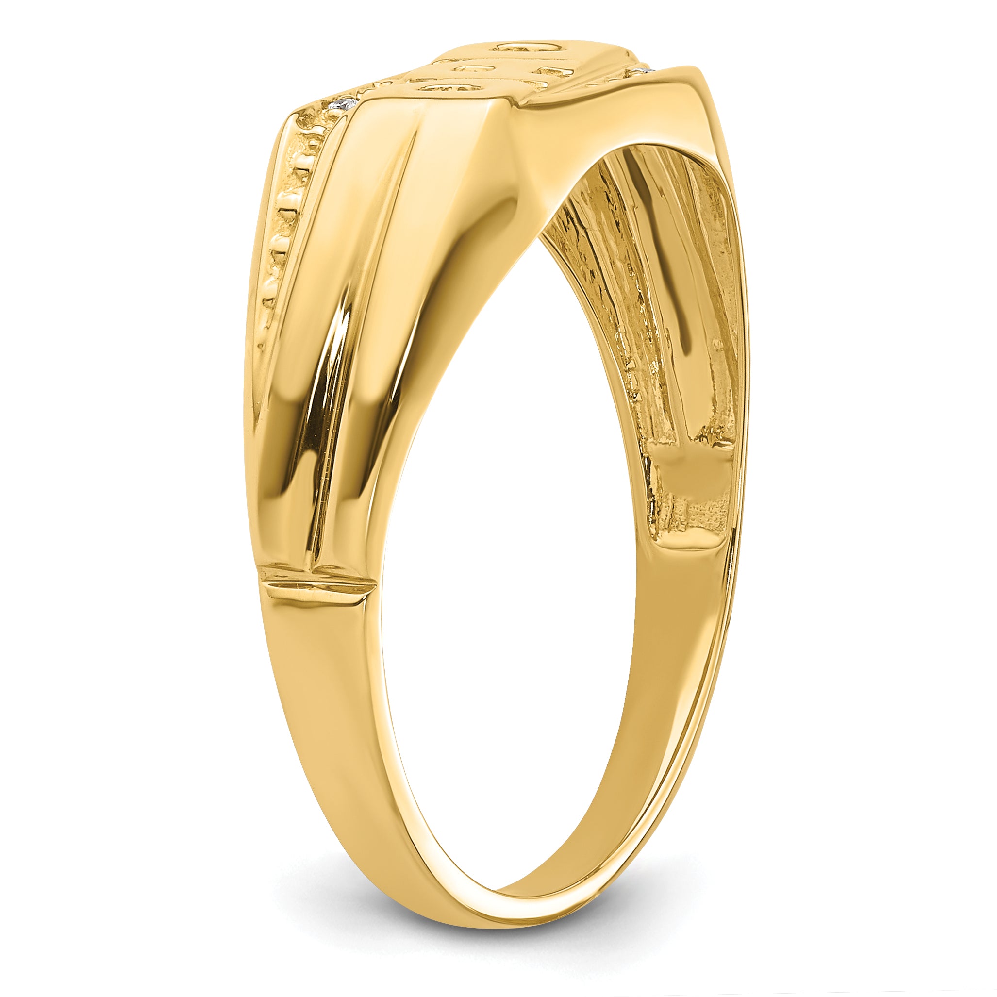 14K Yellow Gold Vs Diamond Men'S Ring