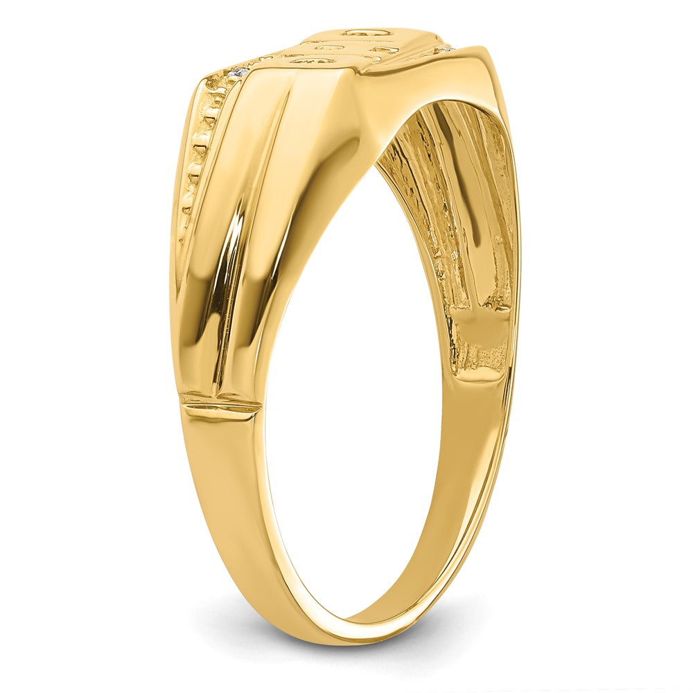 14k Yellow Gold AA Diamond mens ring