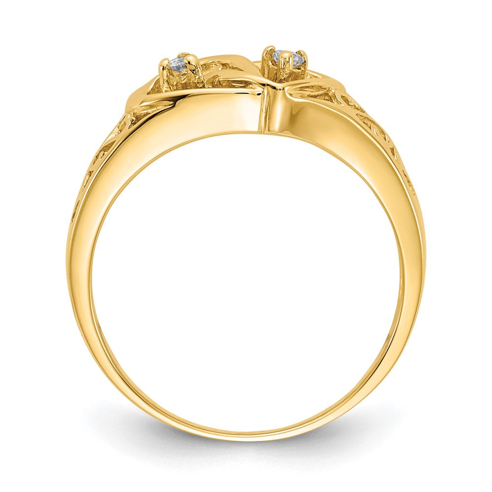 14K Yellow Gold A Diamond Heart Ring
