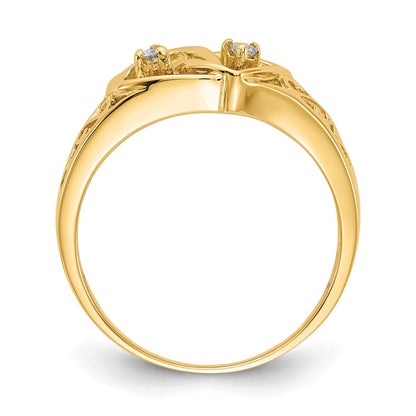 14K Yellow Gold A Diamond Heart Ring