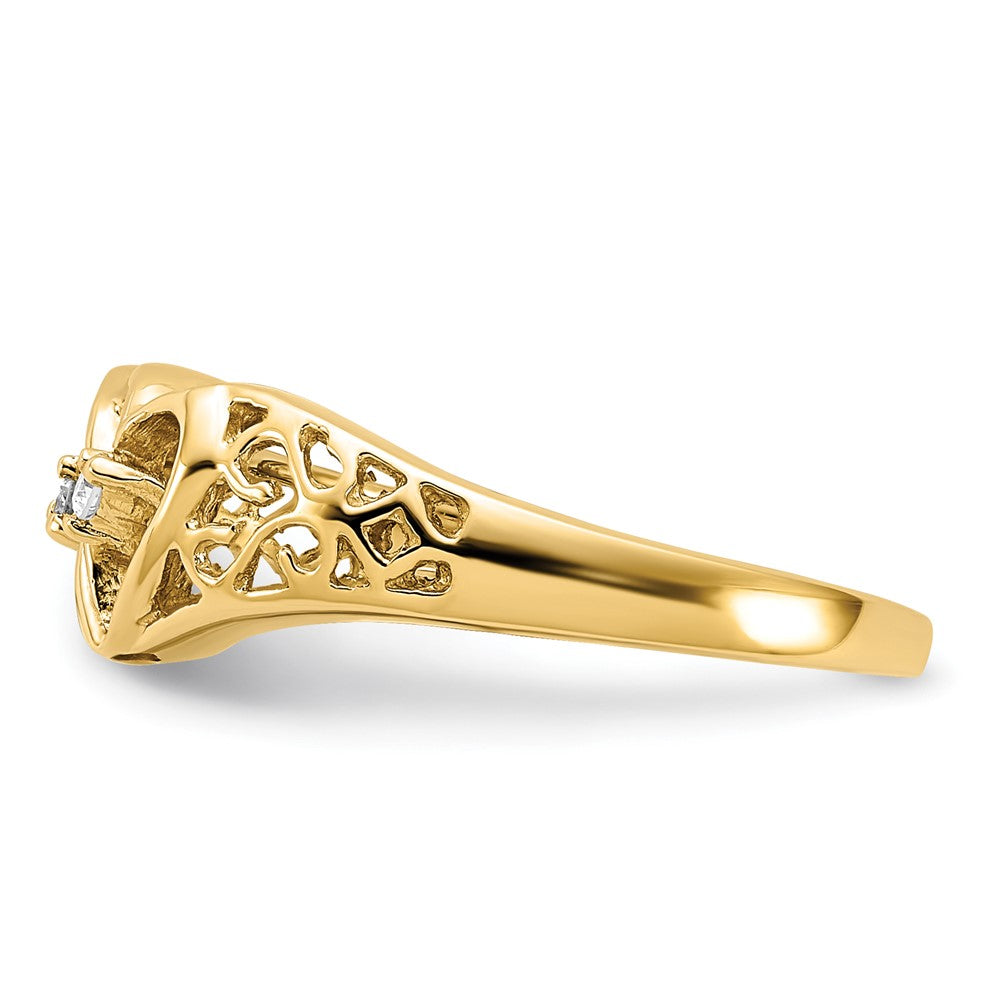 14K Yellow Gold A Diamond Heart Ring
