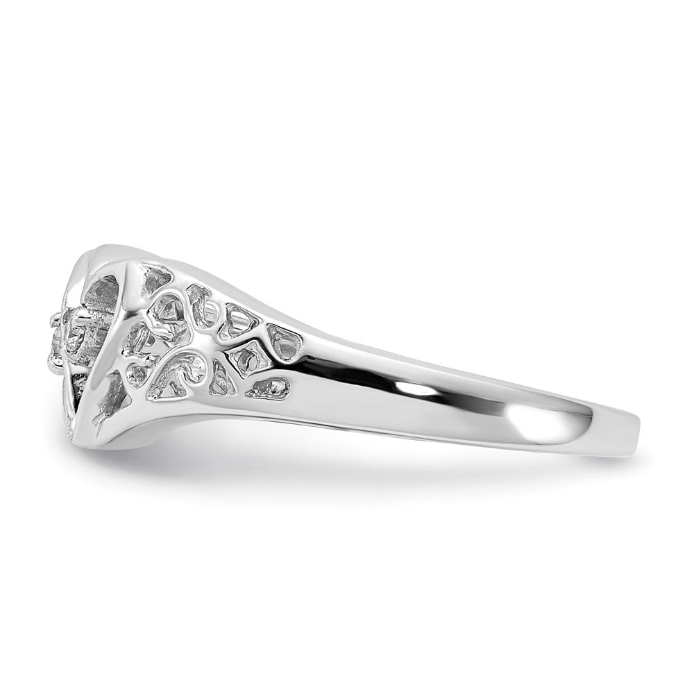 14K White Gold A Diamond Heart Ring