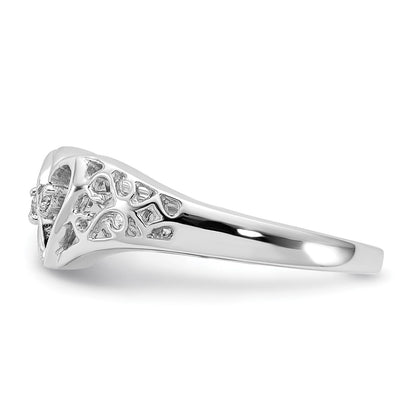 14K White Gold A Diamond Heart Ring
