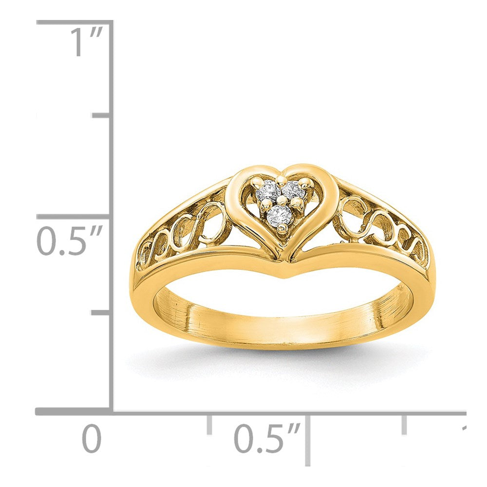 14K Yellow Gold A Diamond Heart Ring