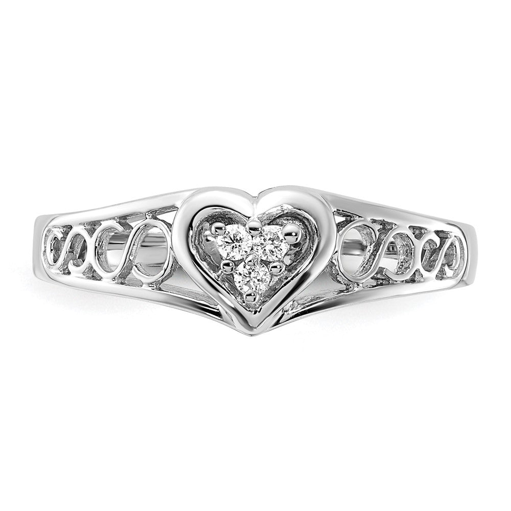 14K White Gold Aaa Diamond Heart Ring