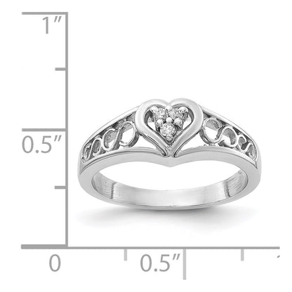 14K White Gold Vs Diamond Heart Ring