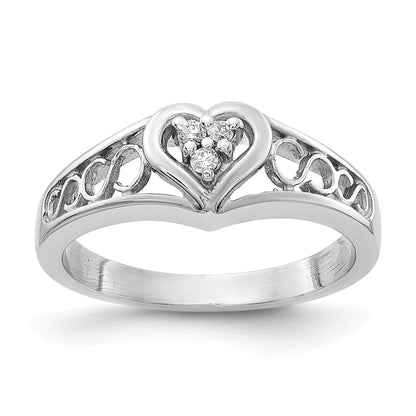 14K White Gold Vs Diamond Heart Ring