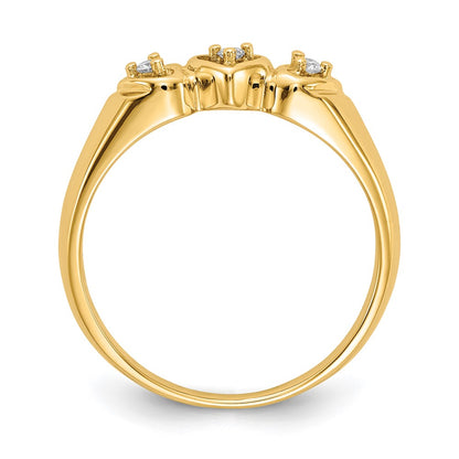 14K Yellow Gold Aaa Diamond Heart Ring