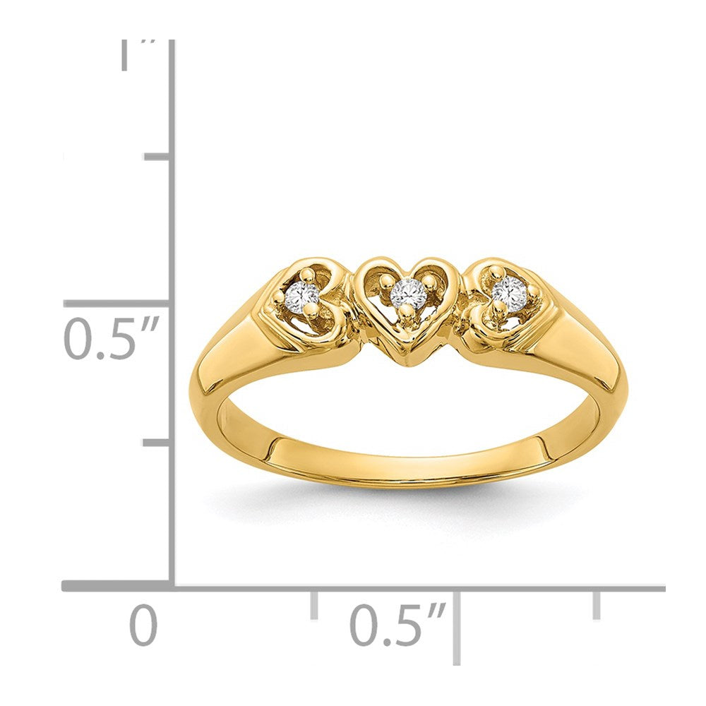 14K Yellow Gold Aaa Diamond Heart Ring