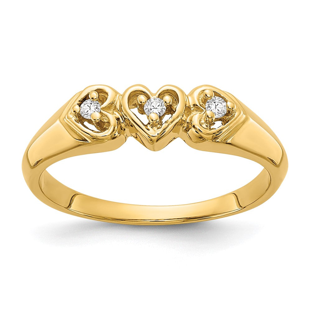 14K Yellow Gold Vs Diamond Heart Ring