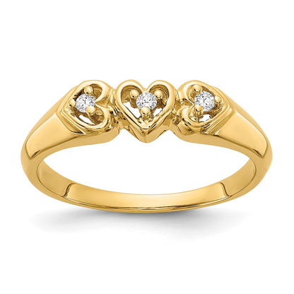 14K Yellow Gold Aaa Diamond Heart Ring