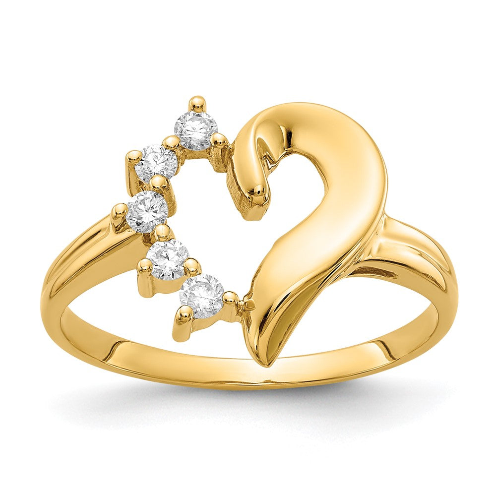 14K Yellow Gold A Real Diamond heart ring