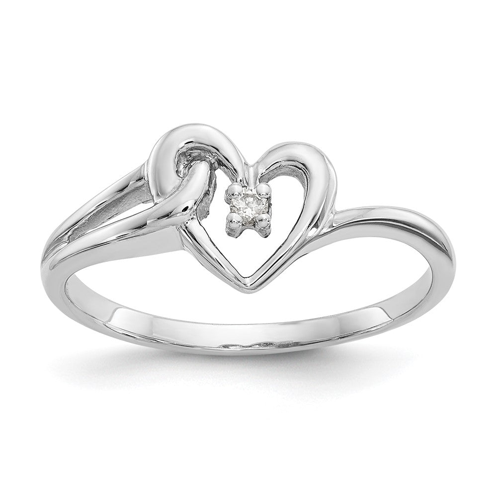 14K White Gold Vs Diamond Heart Ring