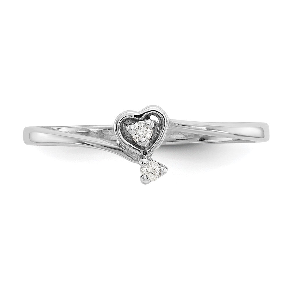 14k White Gold A Real Diamond heart ring