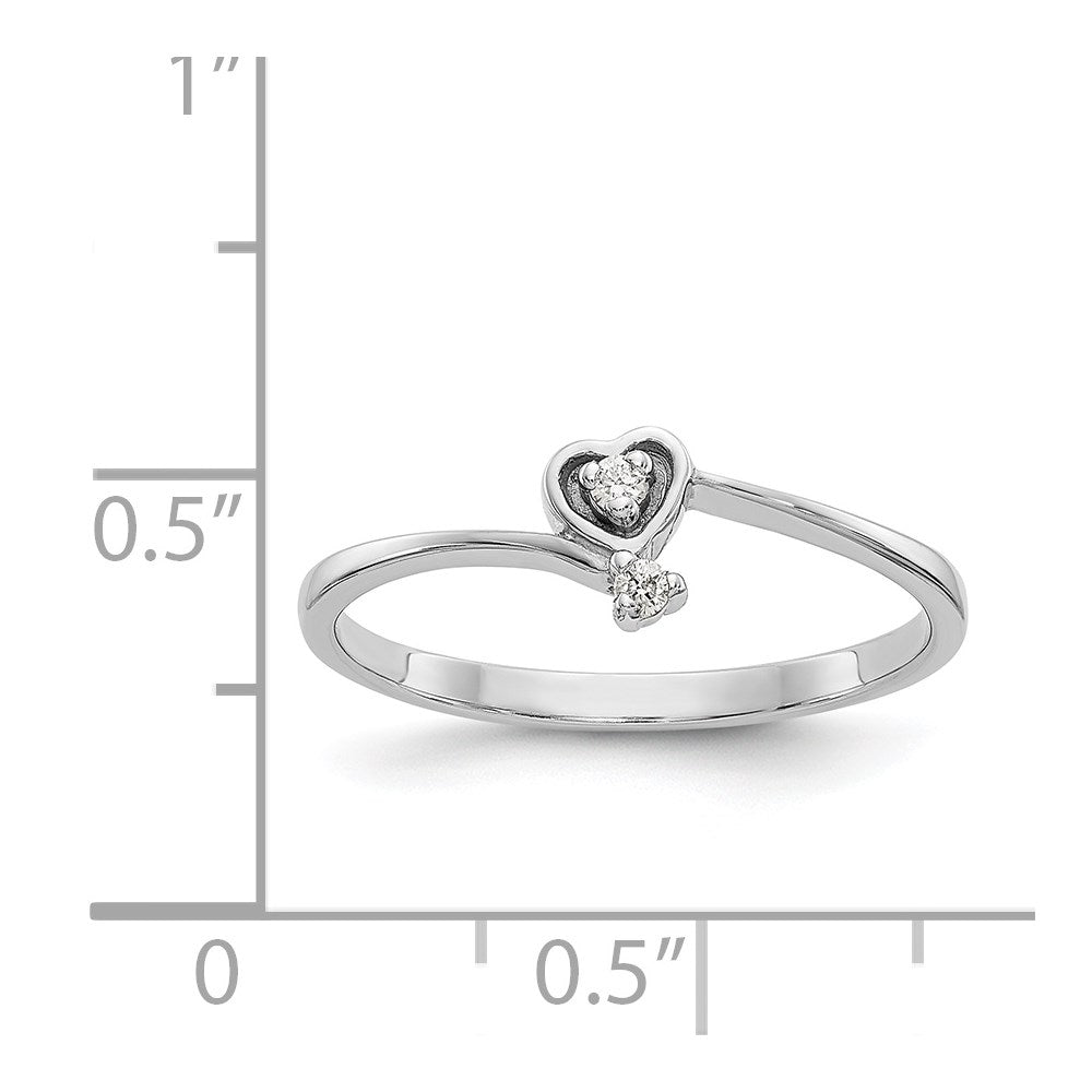 14k White Gold A Real Diamond heart ring