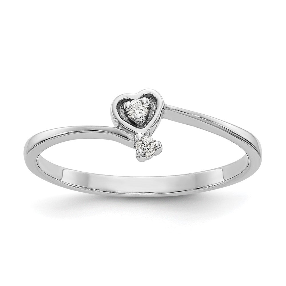 14k White Gold A Real Diamond heart ring