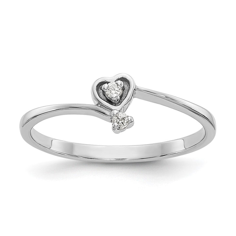 14k White Gold A Real Diamond heart ring