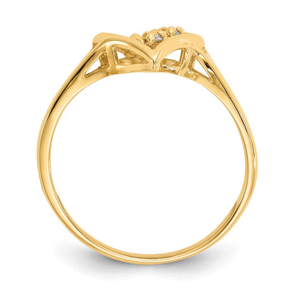 14K Yellow Gold Aaa Diamond Heart Ring