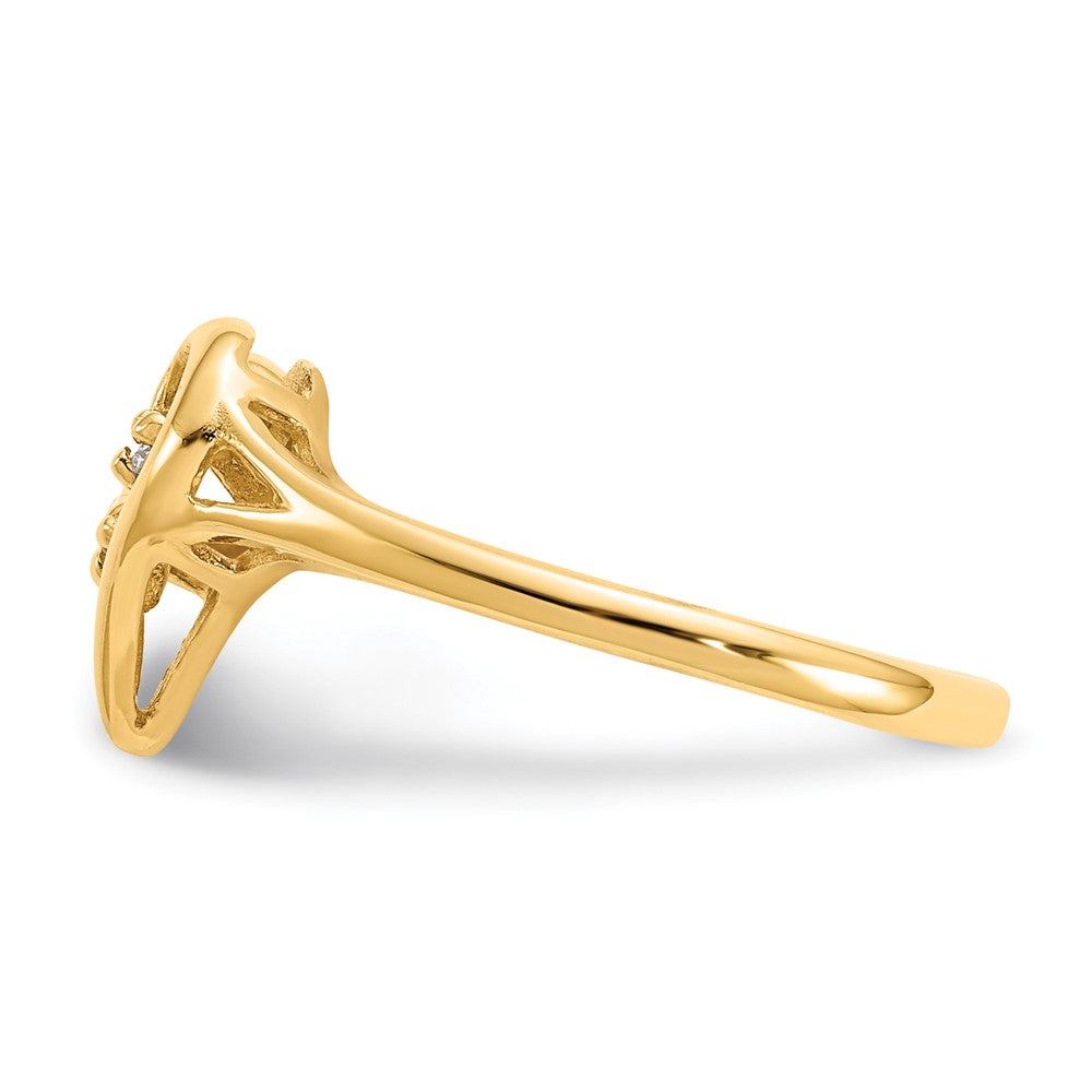 14K Yellow Gold Vs Diamond Heart Ring
