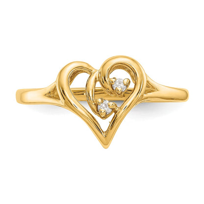 14K Yellow Gold Vs Diamond Heart Ring
