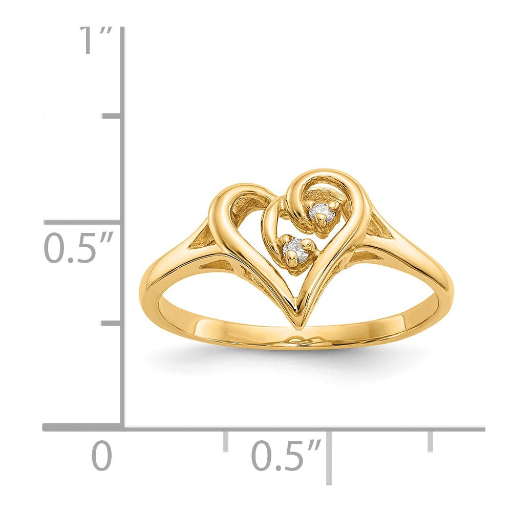 14K Yellow Gold Vs Diamond Heart Ring