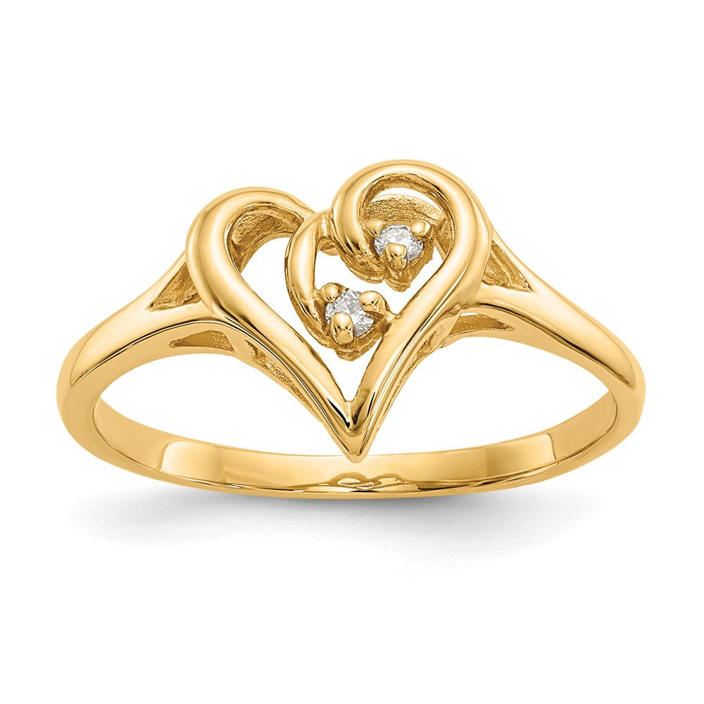 14K Yellow Gold A Real Diamond heart ring