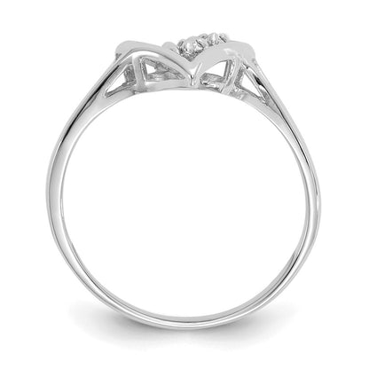 14k White Gold A Real Diamond heart ring