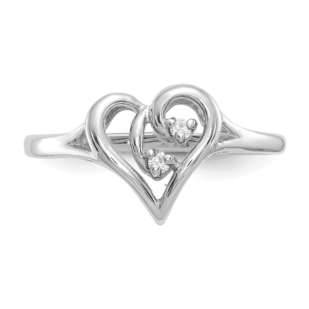 14k White Gold A Real Diamond heart ring