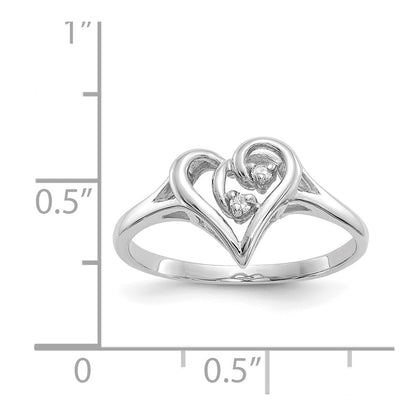 14K White Gold Vs Diamond Heart Ring