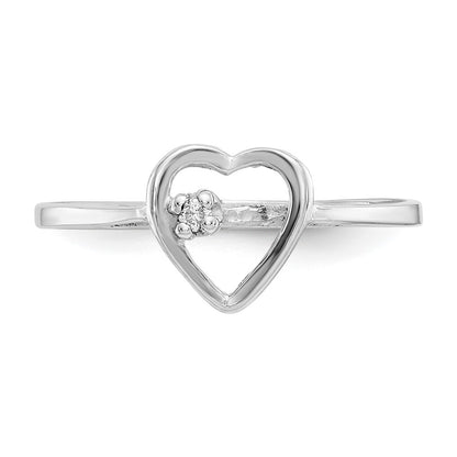 14k White Gold A Real Diamond heart ring