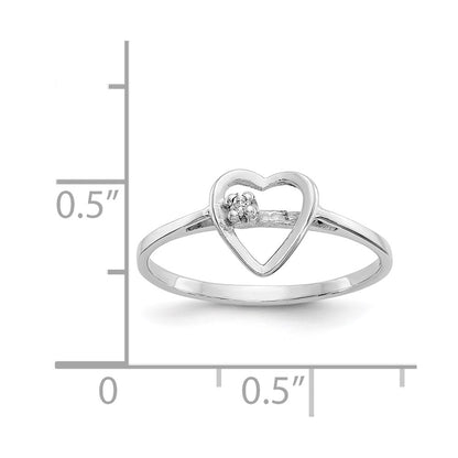 14k White Gold A Real Diamond heart ring